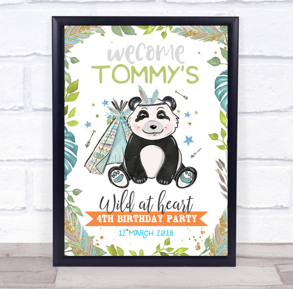 Panda Leaves Birthday Wild At Heart Personalized Event Party Decoration Sign