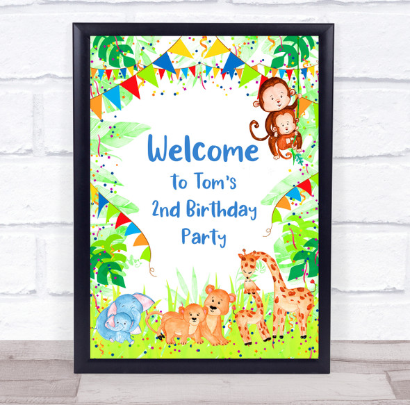 Welcome Animals Birthday Kids Jungle Theme Personalized Event Party Sign