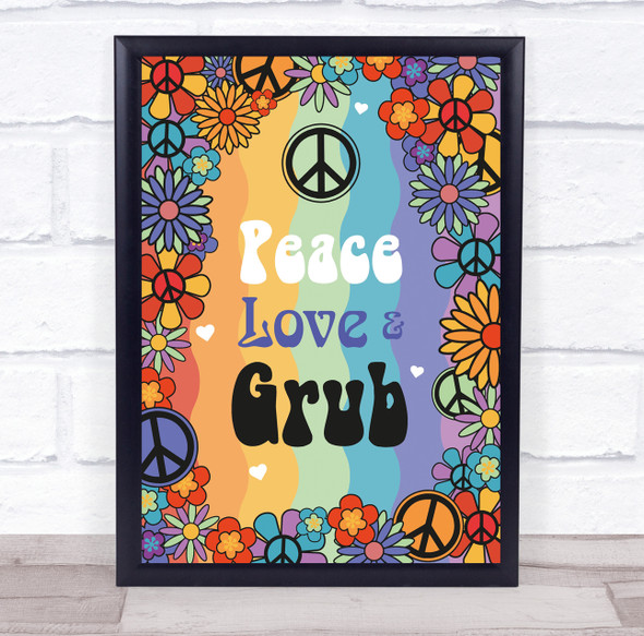 1960 60's Birthday Hippie Peace Grub Food Personalized Event Party Sign