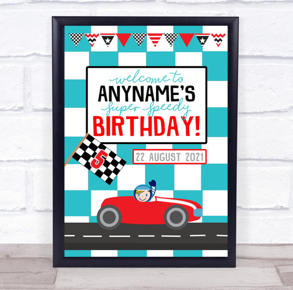 Super Speedy Racing Car Welcome Birthday Personalized Event Party Sign