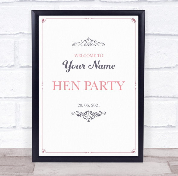 Pink And Blue Swirl Border Welcome To Hen Personalized Event Party Sign