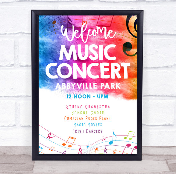 Local Live Music Concert colorful Music Personalized Event Party Sign