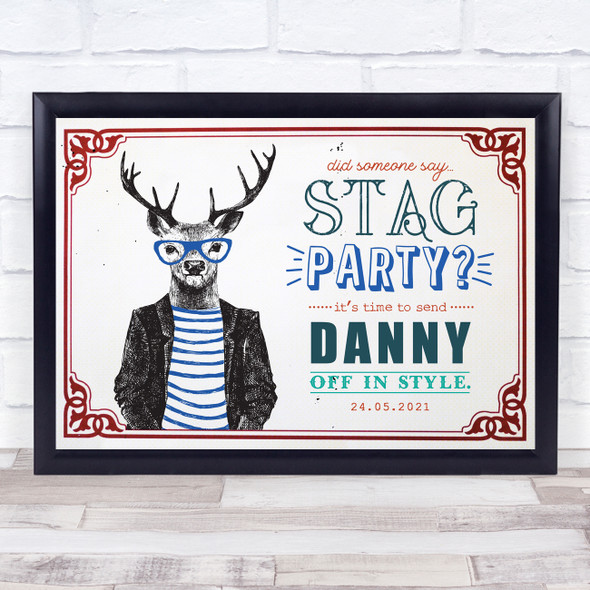 Hipster What Goes On Stag Stays On Stag Do Personalized Event Party Sign