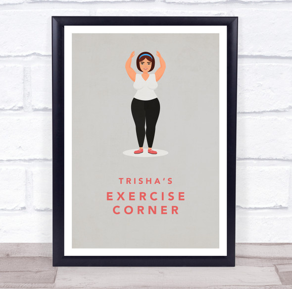 Exercise Corner Woman Stretch Work Out Gym Room Personalized Wall Art Sign