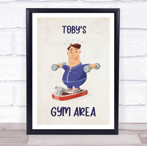 Sweating Large Man Work Out Gym Area Room Personalized Wall Art Sign