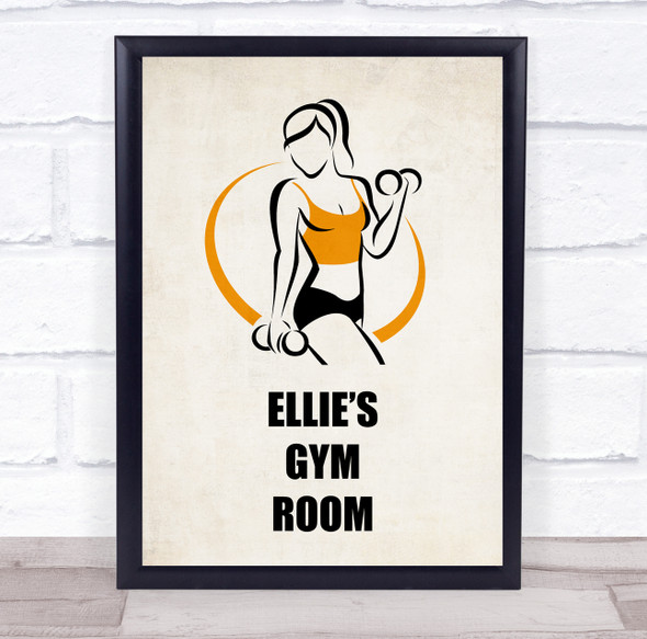 Line Art Work Out Gym Woman Orange Gym Room Personalized Wall Art Sign