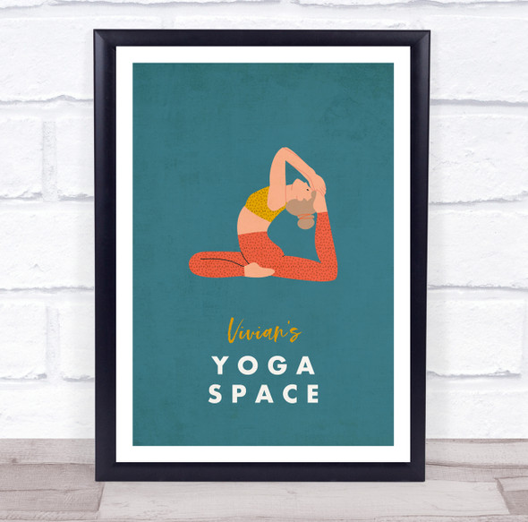 One Legged Pigeon Blue Yoga Gym Space Room Personalized Wall Art Sign