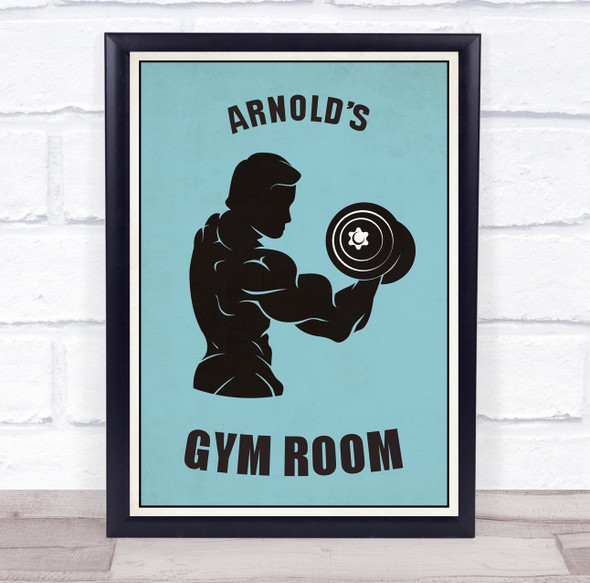 World Strongest Man Blue Dumbbell Gym Room Personalized Wall Art Sign