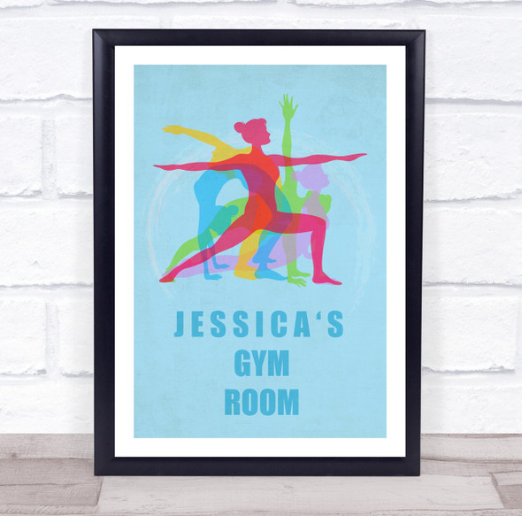Multicoloured Yoga Gym Poses Gym Room Personalized Wall Art Sign