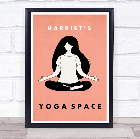 Meditation Pink Yoga Gym Space Room Personalized Wall Art Sign