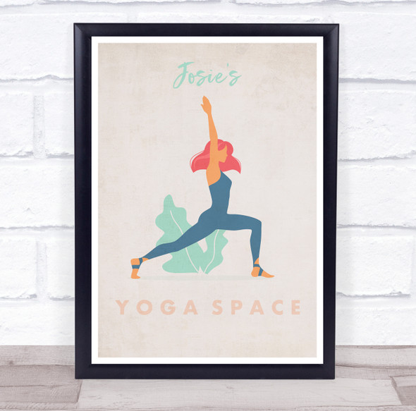 Knee Bent Lady Yoga Gym Space Room Personalized Wall Art Sign