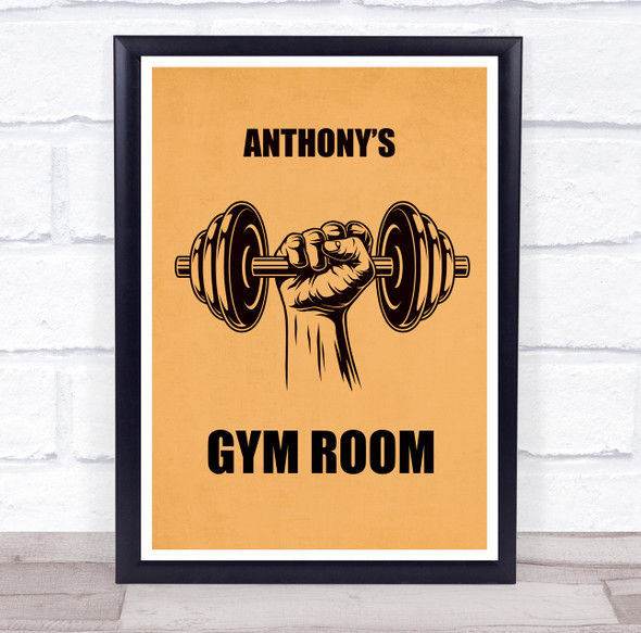 Hand And Dumbbell Sketch Gym Room Personalized Wall Art Sign