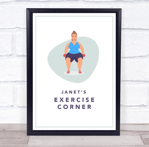 Woman Squatting Dumbbells Exercise Corner Room Personalized Wall Art Sign