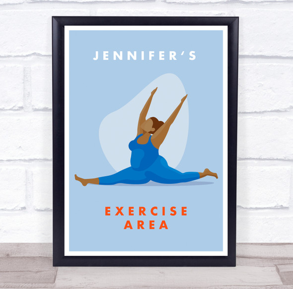 Woman Doing Splits Blue Exercise Area Room Personalized Wall Art Sign
