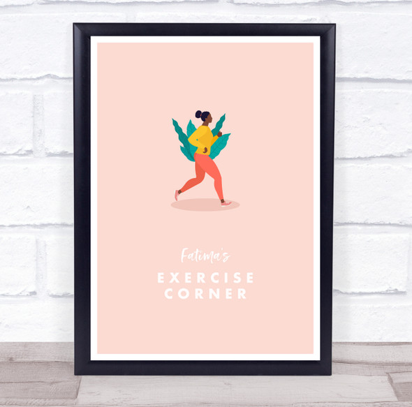 Woman Jogging Run Exercise Corner Room Personalized Wall Art Sign