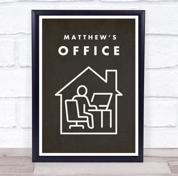 Office Simple Man At Desk House Room Personalized Wall Art Sign