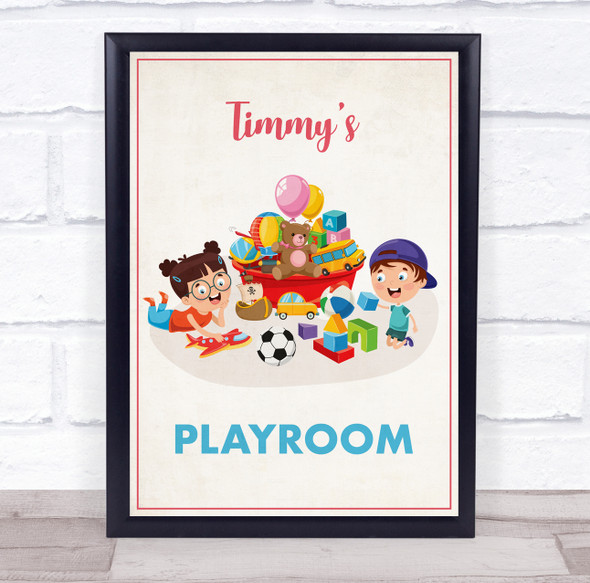 Kids On Floor Toys Play Room Personalized Wall Art Sign