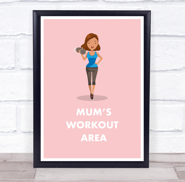 Pink Mum's Workout Area Room Personalized Wall Art Sign