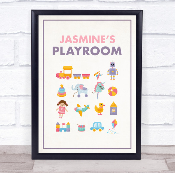 Toys In Square Play Room Personalized Wall Art Sign