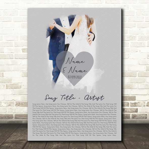 Bride Groom Wedding First Dance Any Song Lyric Personalized Music Wall Art Print