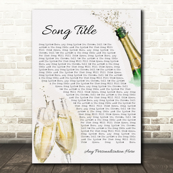 Celebration Champagne Toast Any Song Lyric Personalized Music Wall Art Print