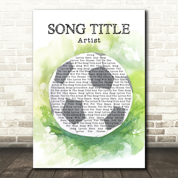 Football Watercolour Soccer Ball Any Song Lyric Personalized Music Art Print