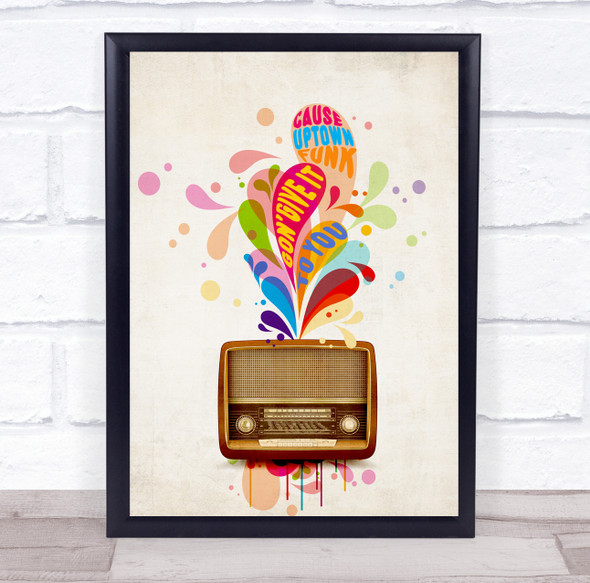 Mark Ronson Ft Bruno Mars Uptown Funk colorful Burst Vintage Radio Music Song Lyric Art Print