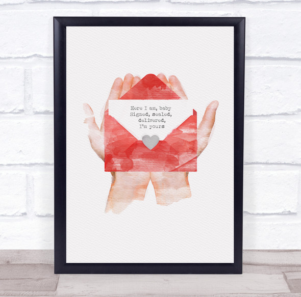 Stevie Wonder Signed, Sealed, Delivered, I'M Yours Watercolor Envelope Hands Music Art Print