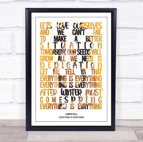 Lauryn Hill Everything Is Everything Gold Typography Music Song Lyric Wall Art Print