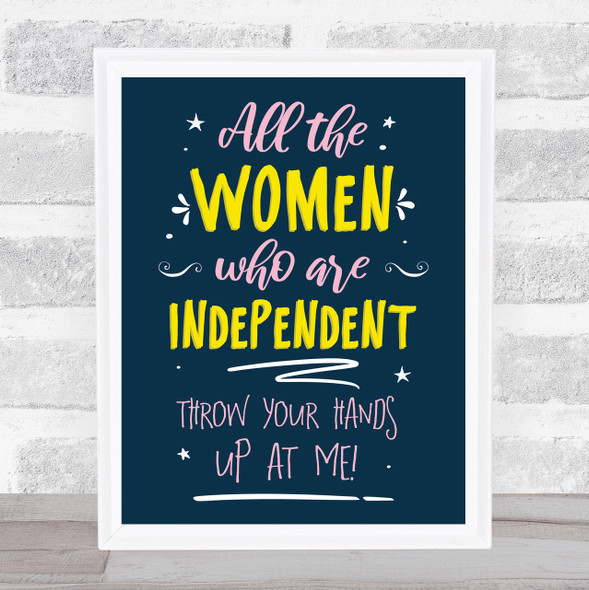 Destiny's Child Independent Women Typography Music Song Lyric Wall Art Print