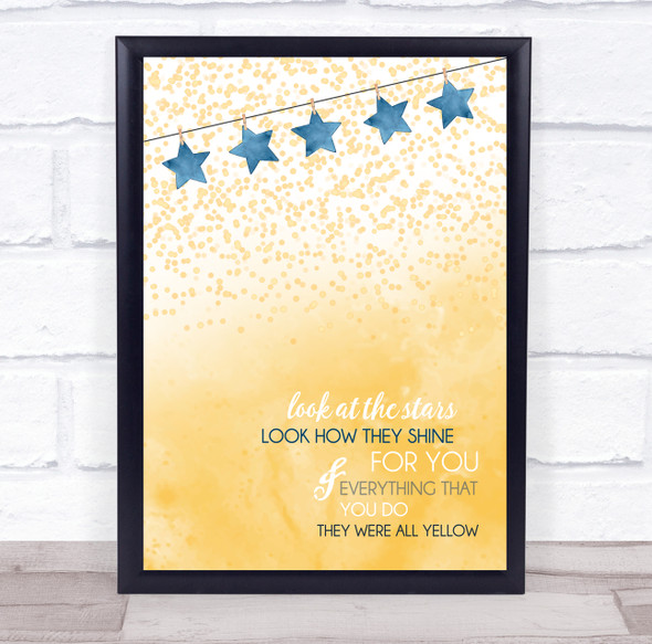 Coldplay Yellow Blue Stars Gold Confetti Music Song Lyric Wall Art Print