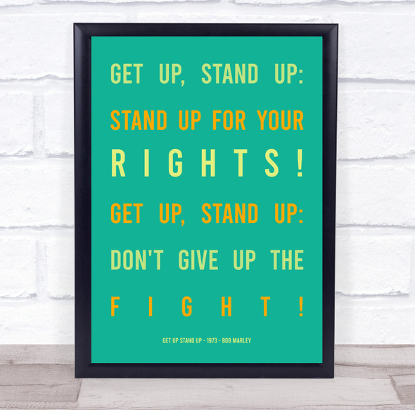 Bob Marley Get Up Stand Up Typography Music Song Lyric Wall Art Print