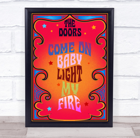 The Doors Light My Fire Hippie Waves Music Song Lyric Wall Art Print