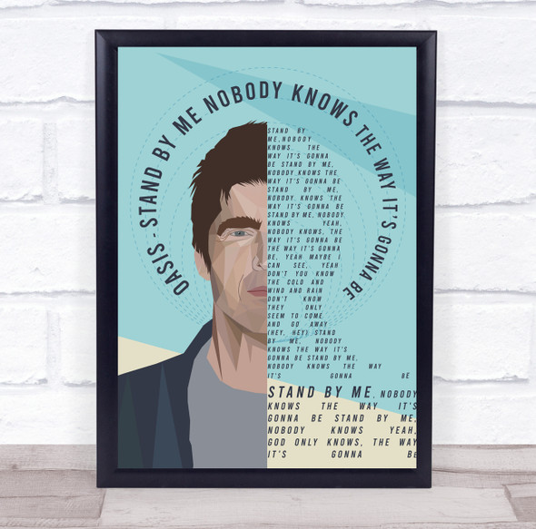 Oasis Stand By Me Oval Geometric Music Song Lyric Wall Art Print