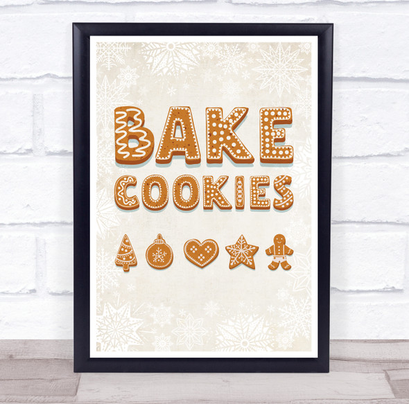 Cookies Font Bake Cookies Christmas Wall Art Print