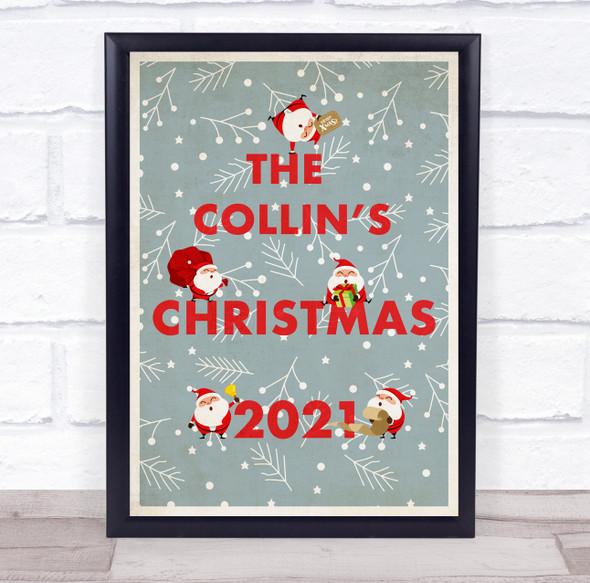 Personalized Family Name Small Santa's Christmas Event Sign Print