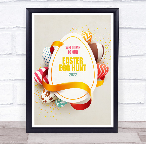 Personalized Modern Welcome To Easter Egg Hunt Event Sign Wall Art Print