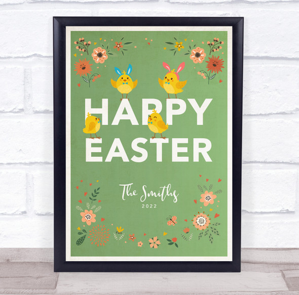 Personalized Family Name Happy Easter Green Event Sign Print