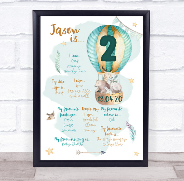 Hot Air Balloon Child Any Age Birthday Interests And Milestones Gift Print