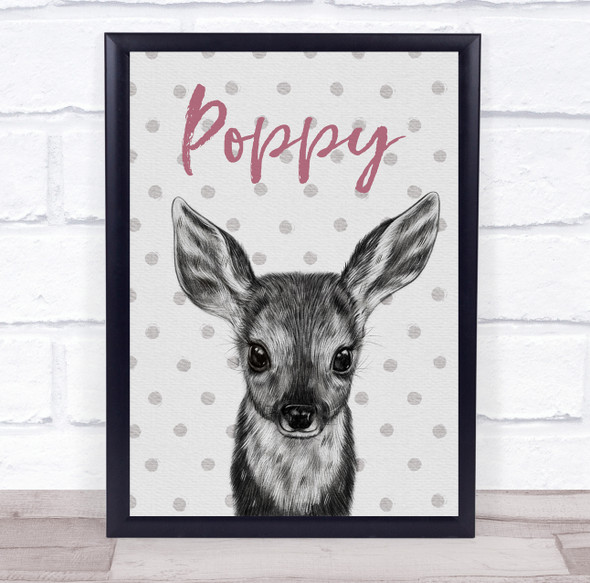 Hand Drawn Baby Deer Personalised Children's Wall Art Print