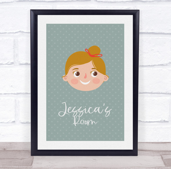 Face Of Girl With Blonde Hair Room Personalised Children's Wall Art Print
