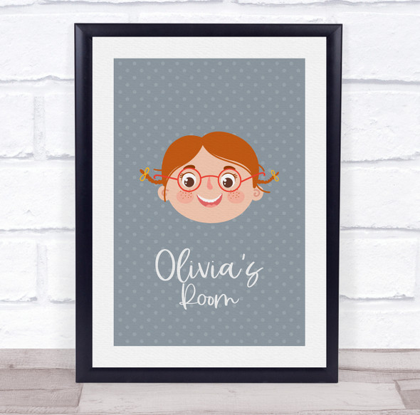 Face Of Girl With Red Hair Room Personalised Children's Wall Art Print