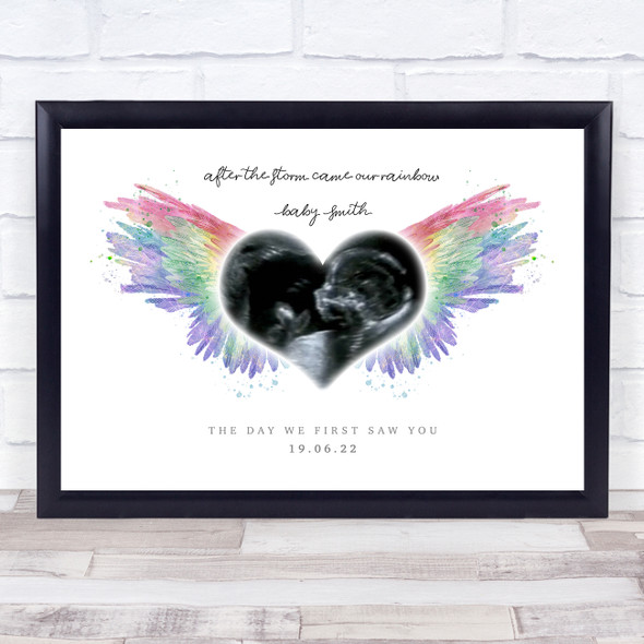 Rainbow Baby Angel Wings Pregnancy Scan Picture Photo Heart Keepsake Gift Print
