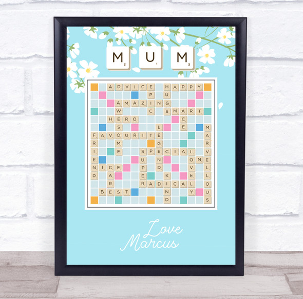 Scrabble With Mum Beautiful Floral Personalized Gift Art Print