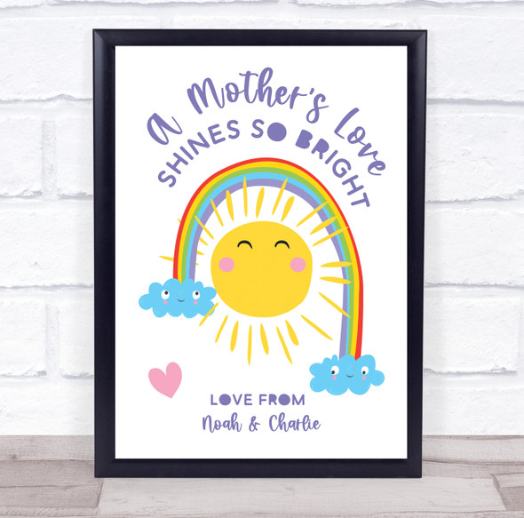 A Mother's Love Shines So Bright Sun Rainbows Personalized Gift Art Print