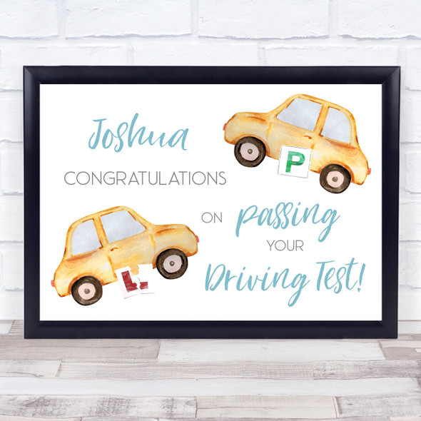 Passing Driving Test Congratulations Yellow Cars Personalized Gift Art Print