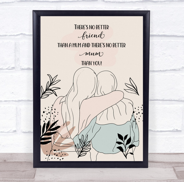 Line Art Mum And Daughter Personalized Gift Art Print