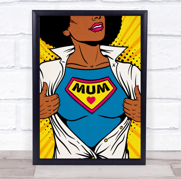 Super Mum Mother's Day Dark Skin Personalized Gift Art Print