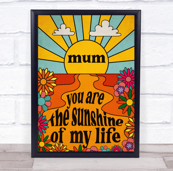 70'S Groovy Retro Sunshine And Flowers Mum Personalized Gift Art Print