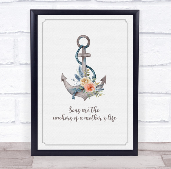 Watercolour Anchor Son Mother Personalized Gift Art Print